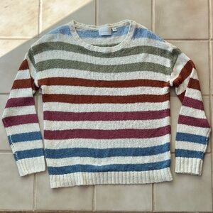 Mia and Tess Striped Crew Neck Sweater - Blue, Green, Cream, Pink